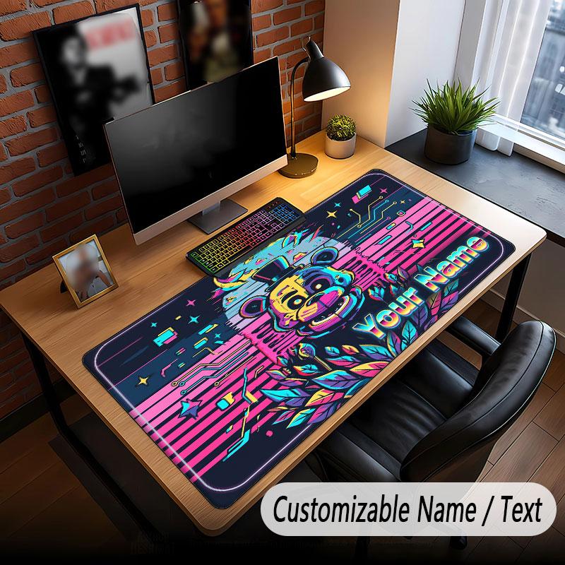 Tappetino per Mouse Grande con Testo Nome Personalizzato, Five Nights at Freddy’s Morbido Antiscivolo Esteso Tappetino da Scrivania per Casa Ufficio
