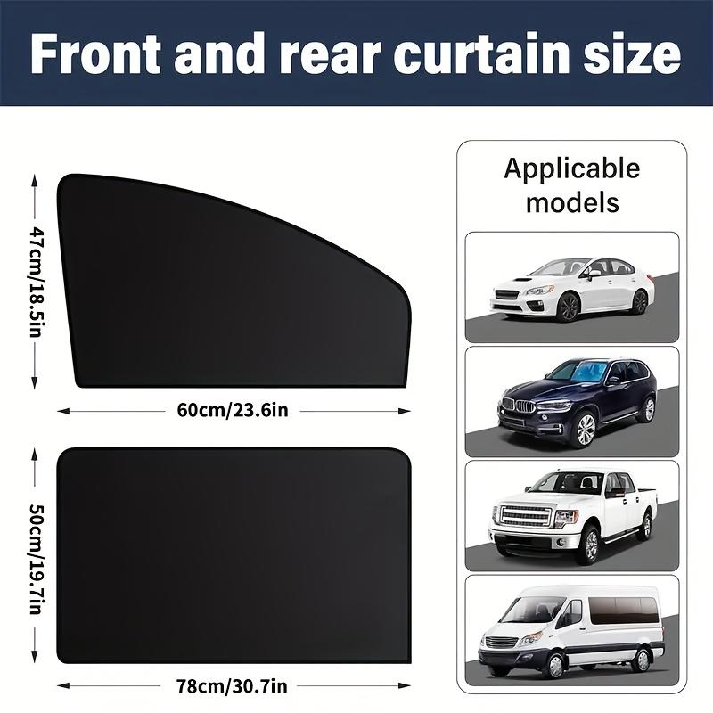 4 Stück Sommer Sonnenschutz Vollschattierung Titangrau Klebeband Magnetischer Autovorhang Magnetischer Undurchsichtiger Auto-Sonnenschutz