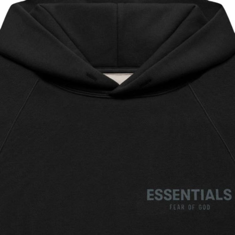 Fear of God Essentials Fleece-Lined Hoodie With Letter Print Unisex Sweatshirt Black FOG-FW21-156