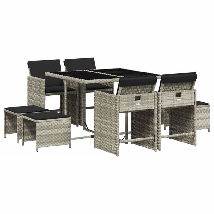 VidaXL Garden Dining Set with Cushions 9 Pcs, Patio Table and Chair, Patio Furniture, Outdoor Furniture, 3211139
