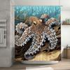 Underwater WorldGiant Octopus Shower Curtain Decoration 3D Printed Fabric Bathroom Liner for Home Decor (Blue Ocean Background)