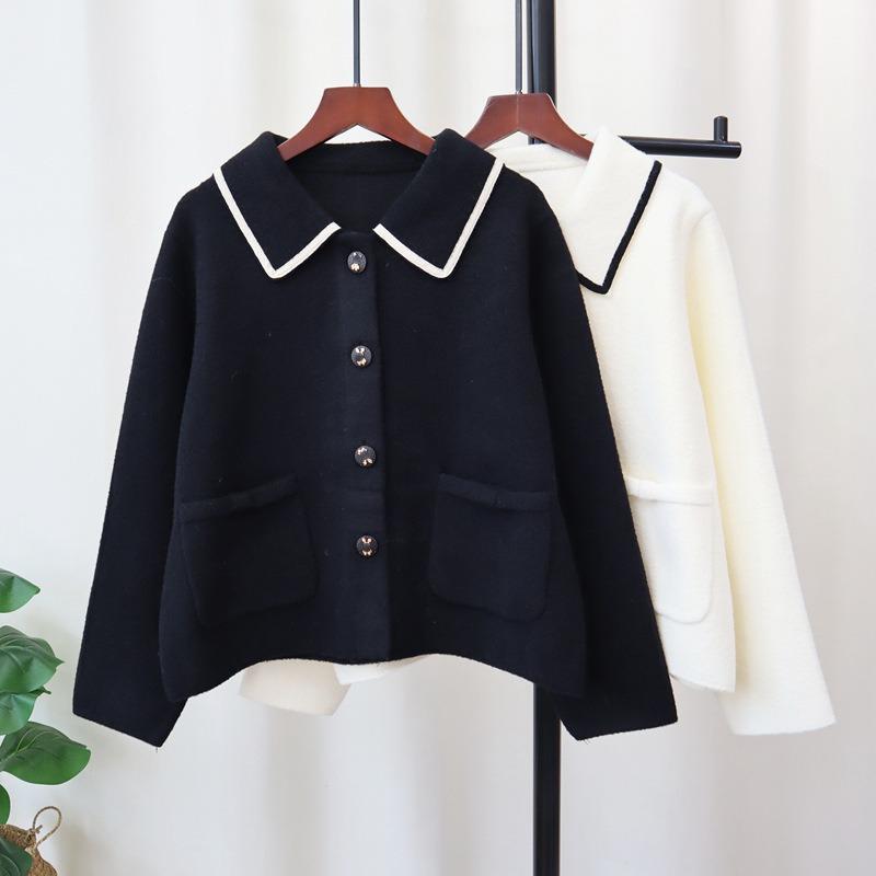Autumn and Winter New Loose Knitted Double-sided Cardigan Design Temperament Sweater Jacket Women
