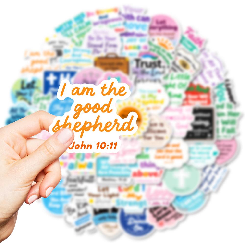 10/30/56pcs Motivational Jesus Phrase Graffiti Stickers Bible Verse Faith Decals Waterproof Graffiti Stationery Diary Sticker