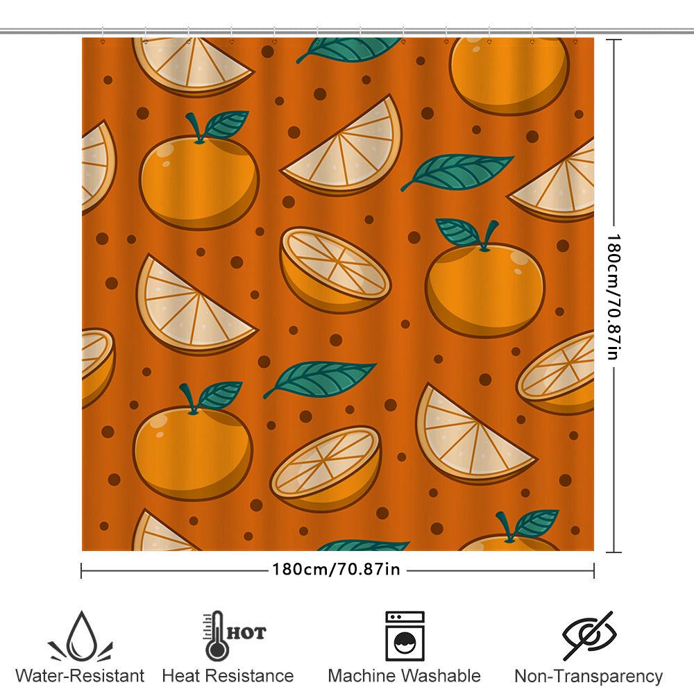 Bright Orange Fruit Shower Curtain Decor Lemon Slice Whole Orange Print Water-Resistant Fabric For Bathroom Diy Home Dcor