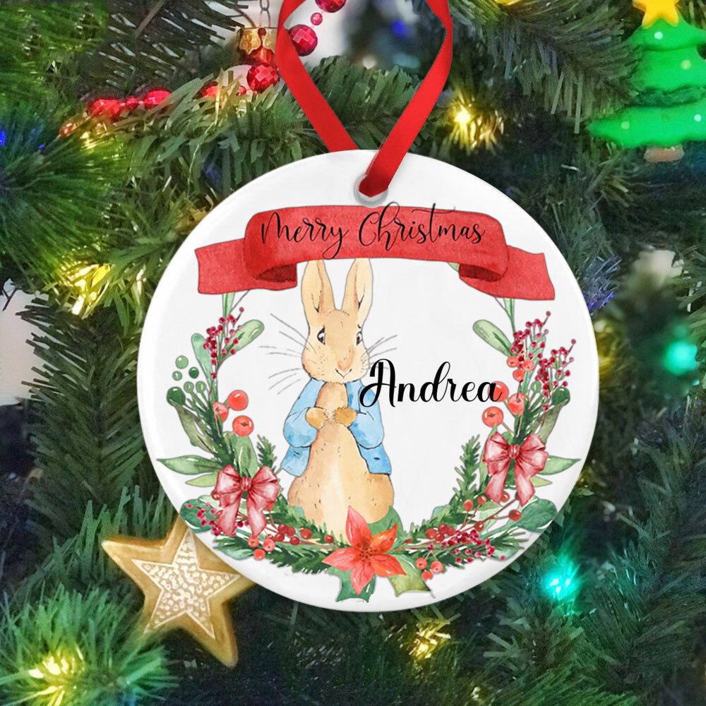 Personalised First Christmas Bauble, Christmas Keepsake, 1st Christmas Ornament, Gift for 1st Christmas, Bunny Rabbit