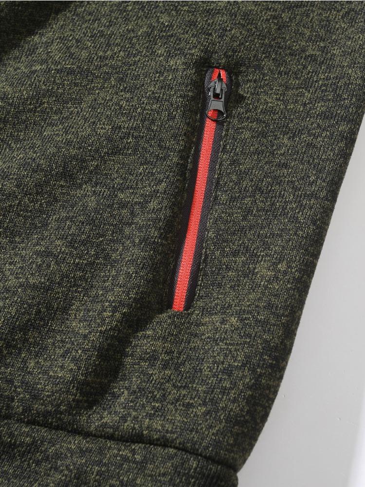 Men's Spring Autumn Casual Fashion Solid Colour Sweater Men's Long-sleeved Sports Hooded Tops Zip Cardigan Sweatshirt Moisture Wicking Breathable Tops