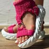 Fashion Women Sandals Hot Seller Raided Elastic Summer Shoes 2025 New Knitted Sandals Women BMesh Flat Bottom Hollow Out Female Sandals