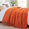 50"x60" Orange Gift Kniited Throw Blankets With Tassels Lightweight Soft Cozy Plaids for Bed Sofa Chair Fluffy Throw Blankets