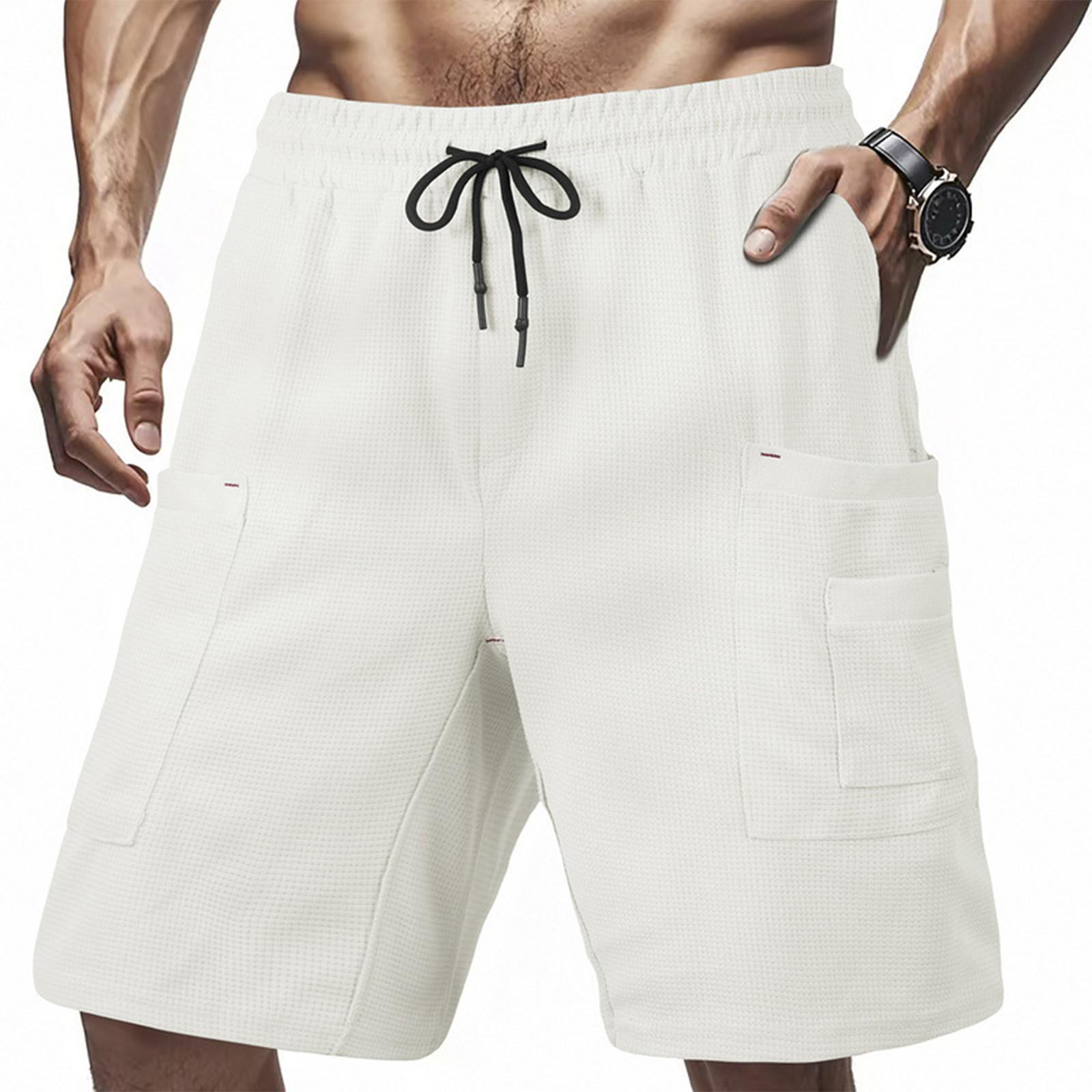 

Мужские прямые рабочие брюки, модные и повседневные шорты на шнурке XL белый