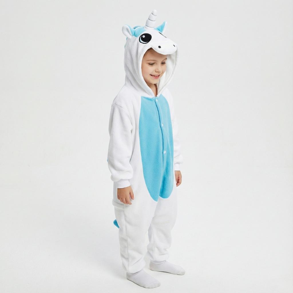 Piżama Onesie Kigurumi Kostium Przebranie Biały Jednorożec Dzieci 125-135Cm