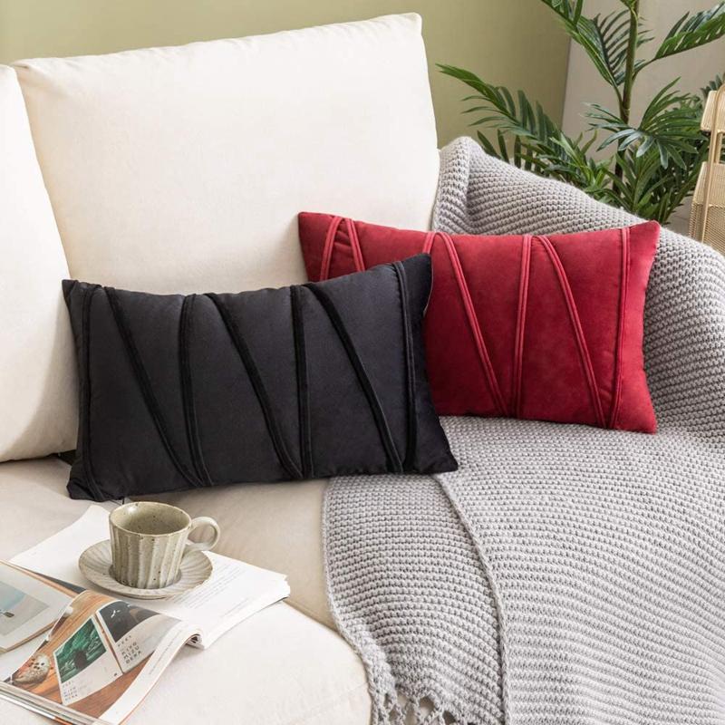 30x50cm 45x45cm 50x50cm Velvet Luxury Pillow Cover Lumbar Pillowcase Couch Farmhouse Rustic Gift Pillow Covers Christmas Red