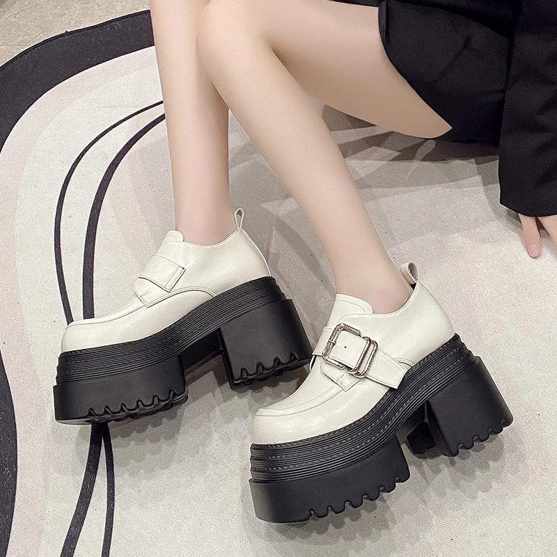 Fashion Ladies Shoes 2025 High Quality Buckle Strap Women's High Heels Fashion Round Toe Dress Pumps Women Hot Sale Solid Platform Heels