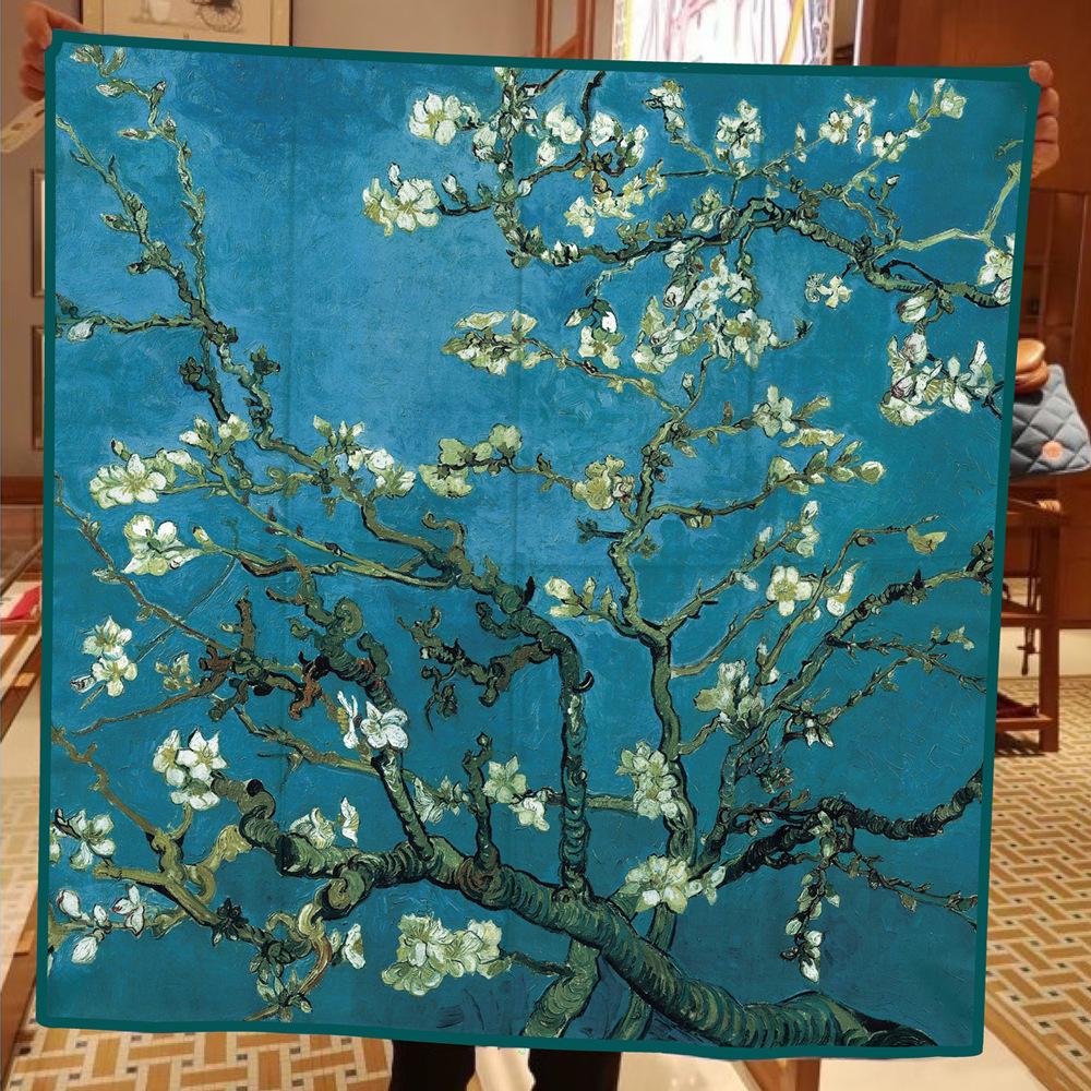 90*90CM Kerchief Four Seasons Luxury Square Silk Scarves Europe And America Fashion Bandannas New Twill Print Sunscreen Shawls
