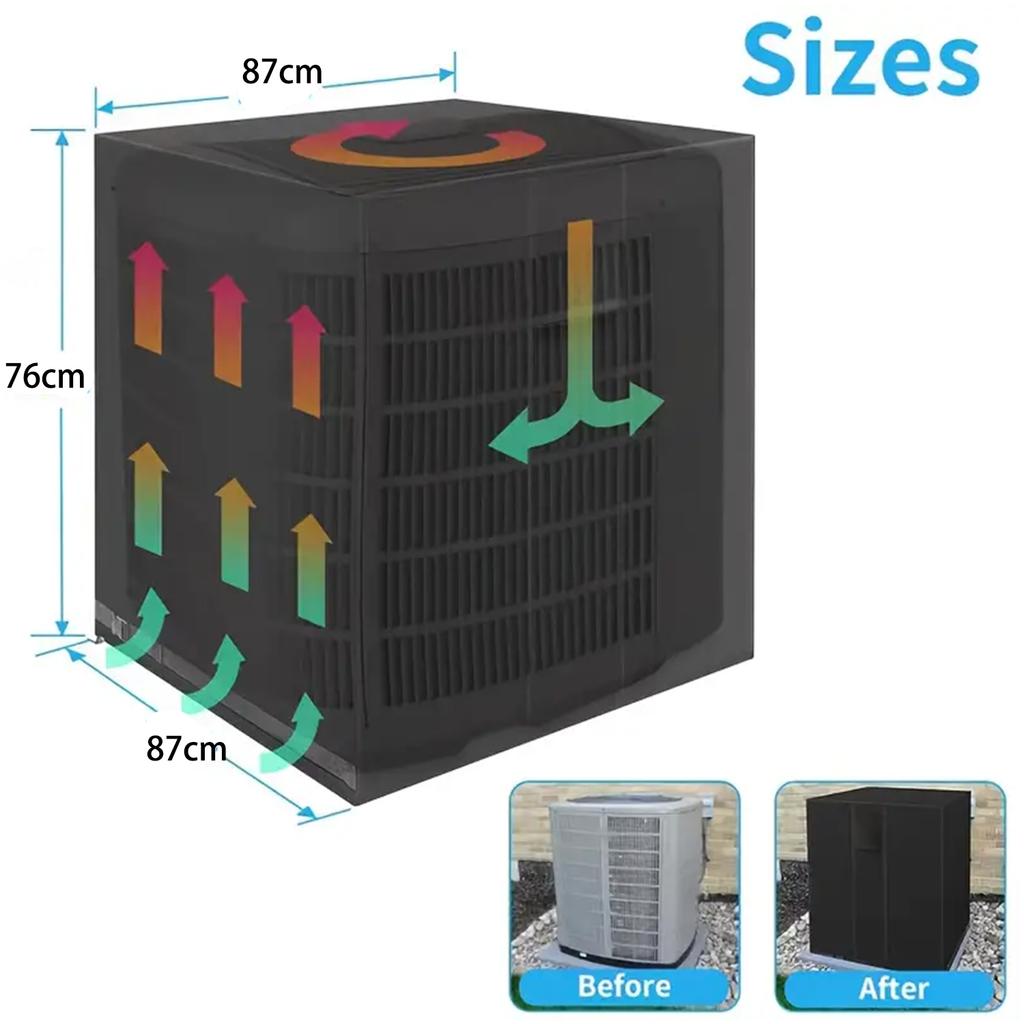 Air Conditioner Outer Unit Cover Outdoor Central Outer Vent Full Cover Dustproof 210d Heavy Duty Black Outdoor Furniture Cover