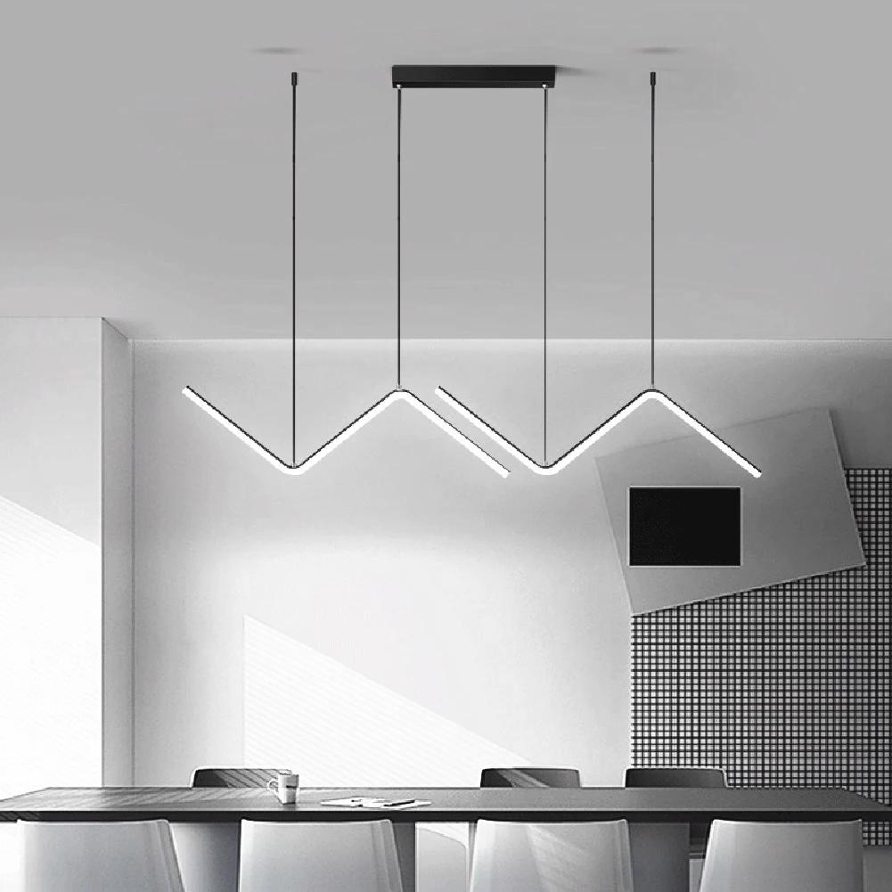 LED Wave Pendant Light Nordic Hanging Light 35 In Modern Pendant Lamp Energy Saving Linear Hanging Lamp for Kitchen Dining Room