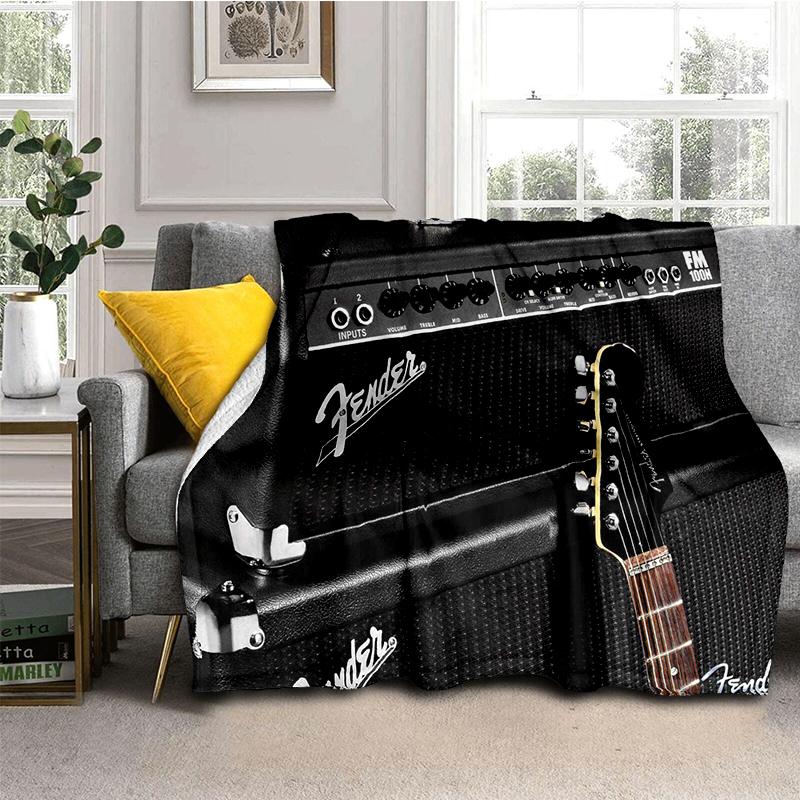 29 Stil Neu Fender Retro Gitarre Instrumente Musik Logo Decke, Weiche Überwurfdecke für Zuhause Schlafzimmer Bett Sofa Reise Picknickdecke