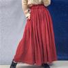 Johnature Vintage Linen Women Skirts Casual High Waist Solid Color Female Skirts