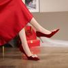 Fashion Fashion New Flocked High Heels Pointed Toe High Heels Women's Red Bridal Shoes
