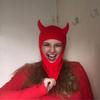 Novelty Devil Horn Face Cover Hat Knit Balaclava Cap for Women Men Winter Warm Hat Adult Halloween Costume Role Play Cap
