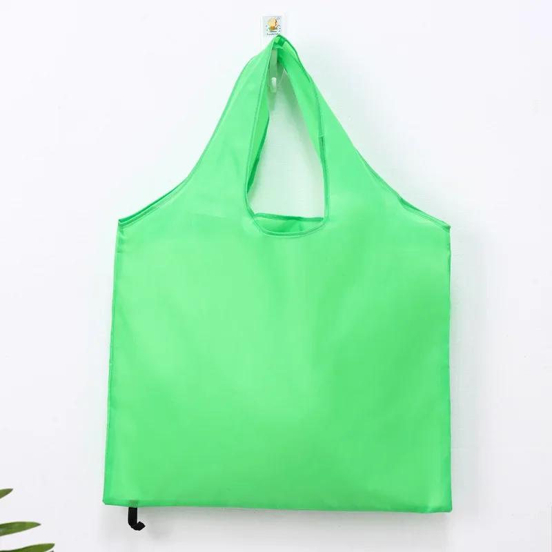 Solid Color Reusable Foldable Shopping Bag Totes Eco Friendly Shopper Portable Large Capacity Shoulder Handbags Grocery Bags