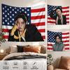 K-Pop Boy Idol Portrait Tapestry American Flag Background Flat Print Wall Hanging For Music Fans Bedroom Dorm Decor