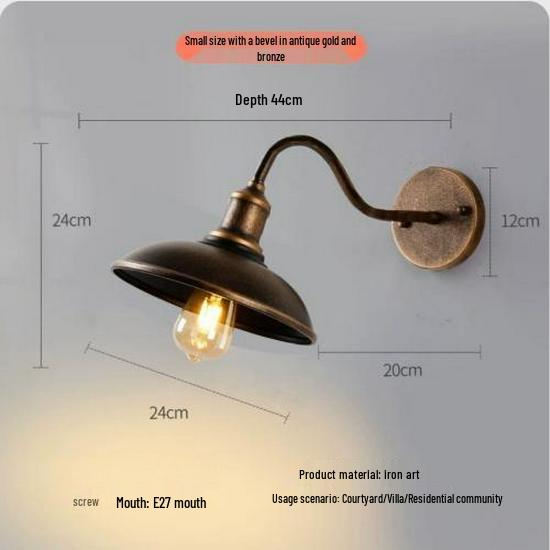 Retro Industrial Outdoor Wall Lamp - Iron Art for Hallway, Corridor, Balcony, or Restaurant