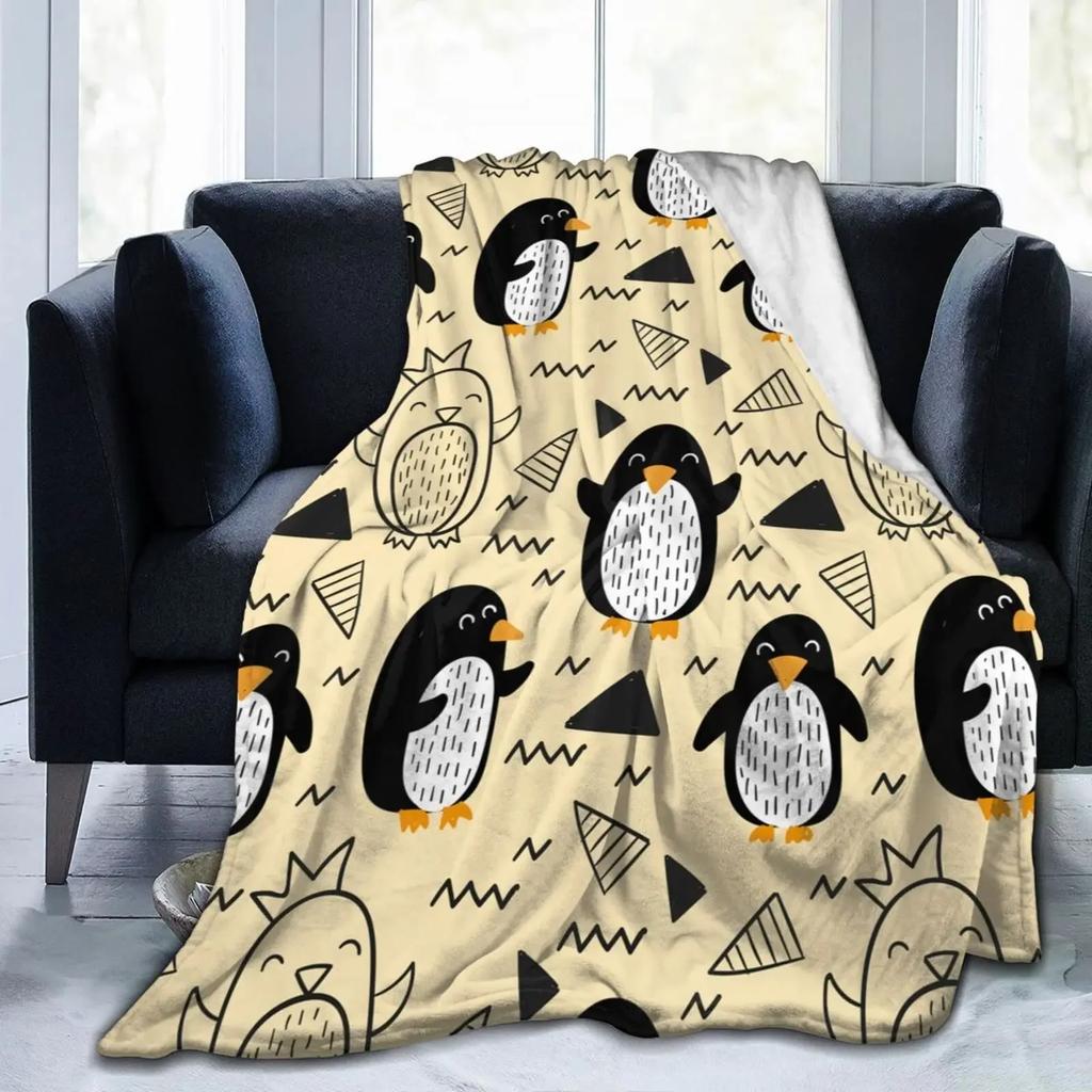 Penguin Flannel Throw Blankets Soft Lightweight Cozy Warm Gifts for Kids Boys Womens Girls Adults All Seasons Couch Bed Chair