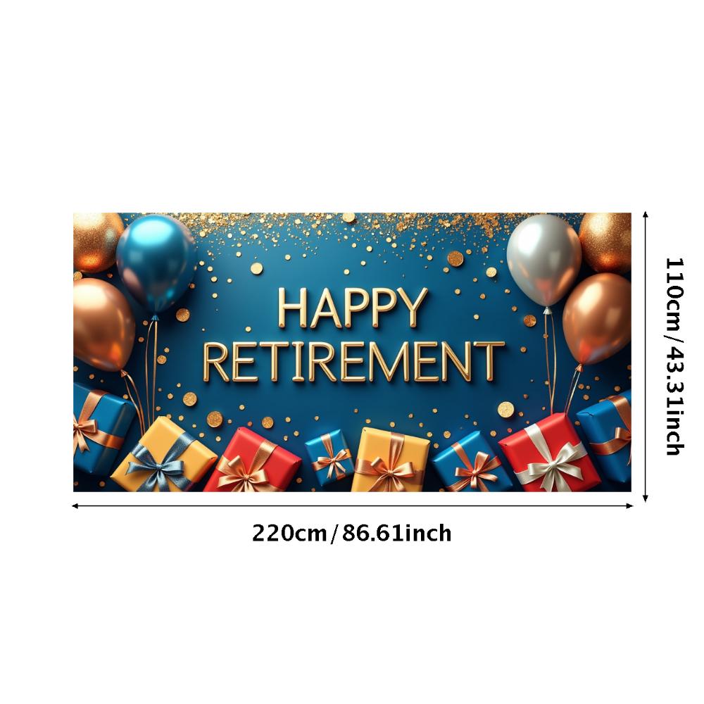 Happy Retirement Banner Balloons Retirement Theme Party Celebration Decoration Backdrop Photography Background Prop Wall Poster