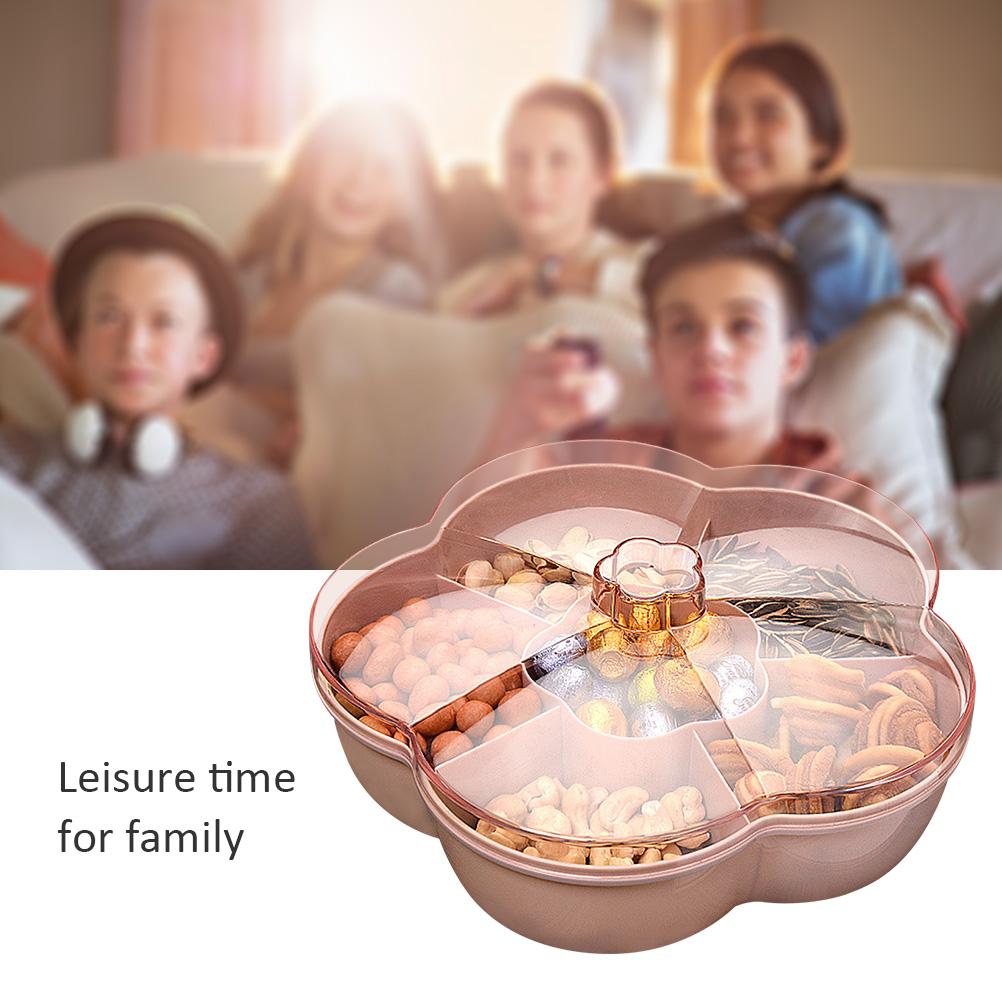 Double Layer Plastic Candy Fruit Snack Storage Box Tray Pink