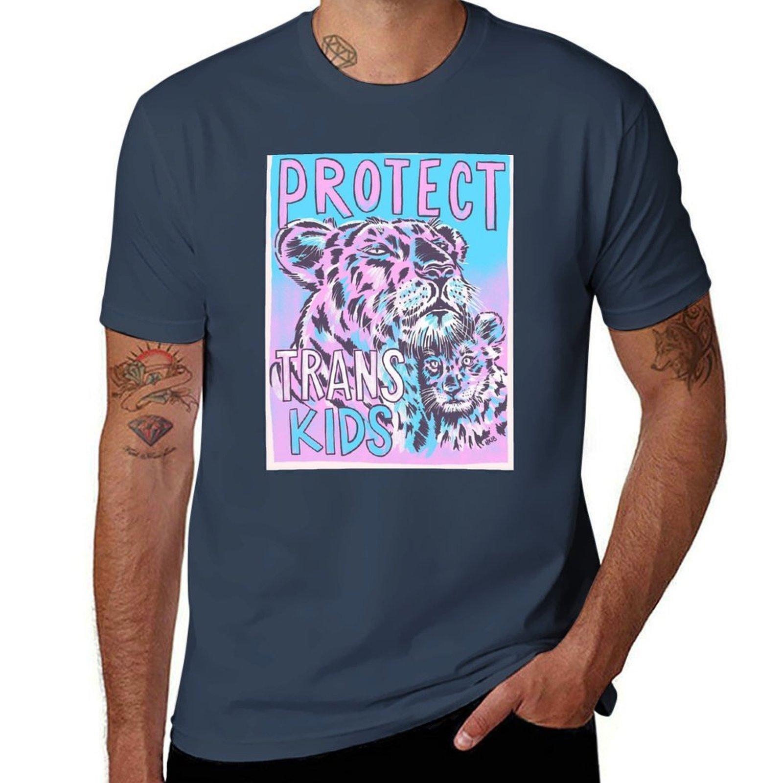 protect trans youth TShirt Basic Simple Design Short Sleeve Shirt S