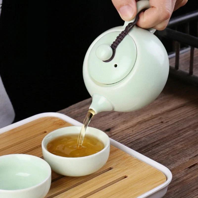 Portable Travel Tea Set Outdoor Ceramic Kung Fu Tea Set Teas Brewing Utensils Teapot Teacup Filter Pot Teas Infuser Teaware Sets