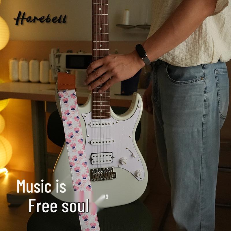 Kapok Flower Pattern Pink Guitar Crossbody Strap PO-020