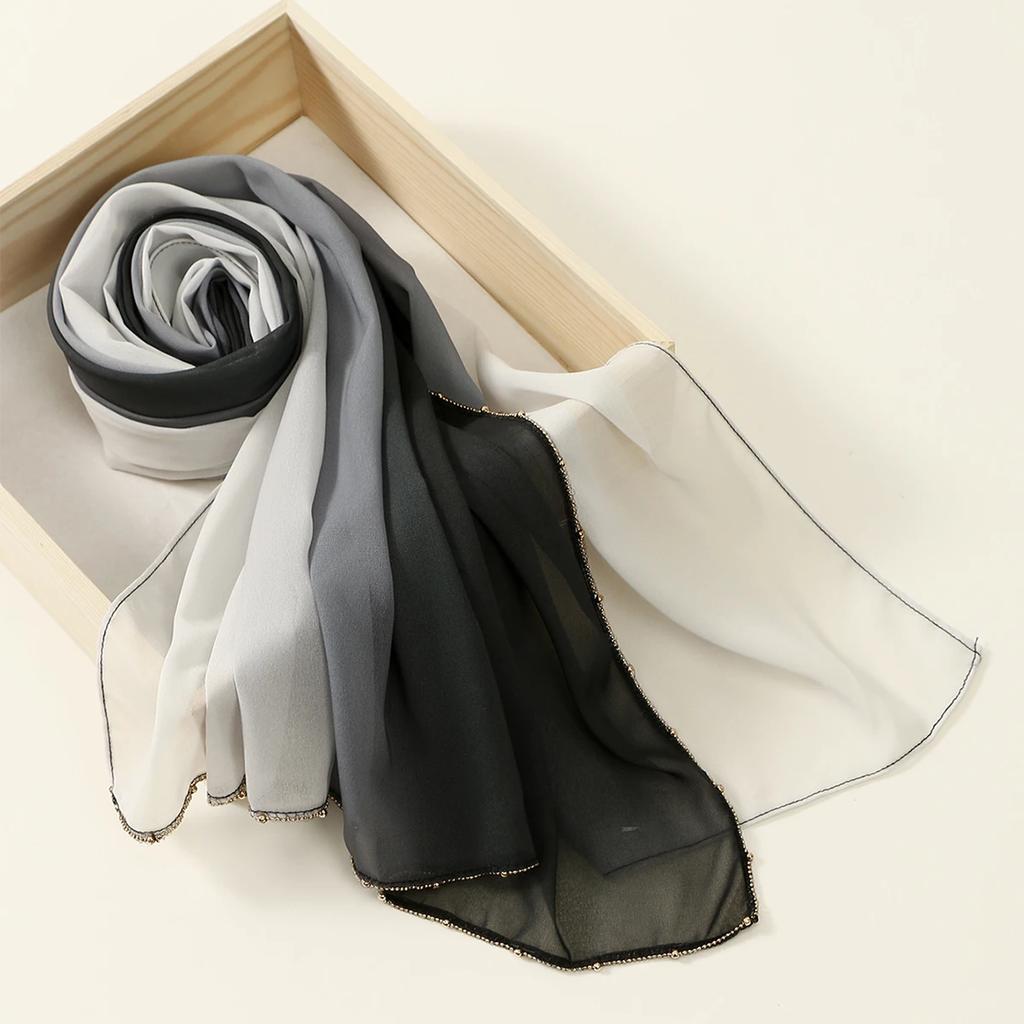 Neuer Muslimischer Farbverlauf Chiffon Hijab Schal Langes Tuch Schal Hohe Qualität Mode Muslimisches Stirnband Halstuch 180*70cm