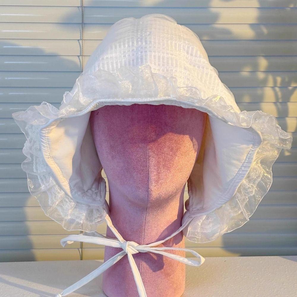 Weißer Fischerhut Lolita Schirmmütze Schirmmütze Ins Spitze Eimerhut Outdoor