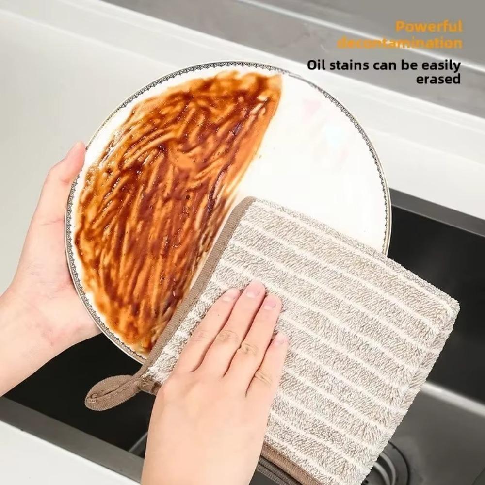 Absorbent Kitchen Rag Non-Stick Oil Bamboo Charcoal Fiber Cloth Cleaning Towel  for Home Kitchen