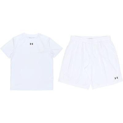 Solid Color Crew Neck Short Sleeve T-Shirt And Sports Shorts Casual Set Men Sets White 21500513-100+21500201-100