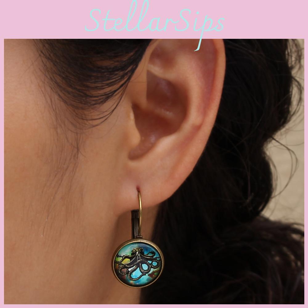 Ocean Animal Resin Earrings With Gold Plating For Women Birthdays And Holidays