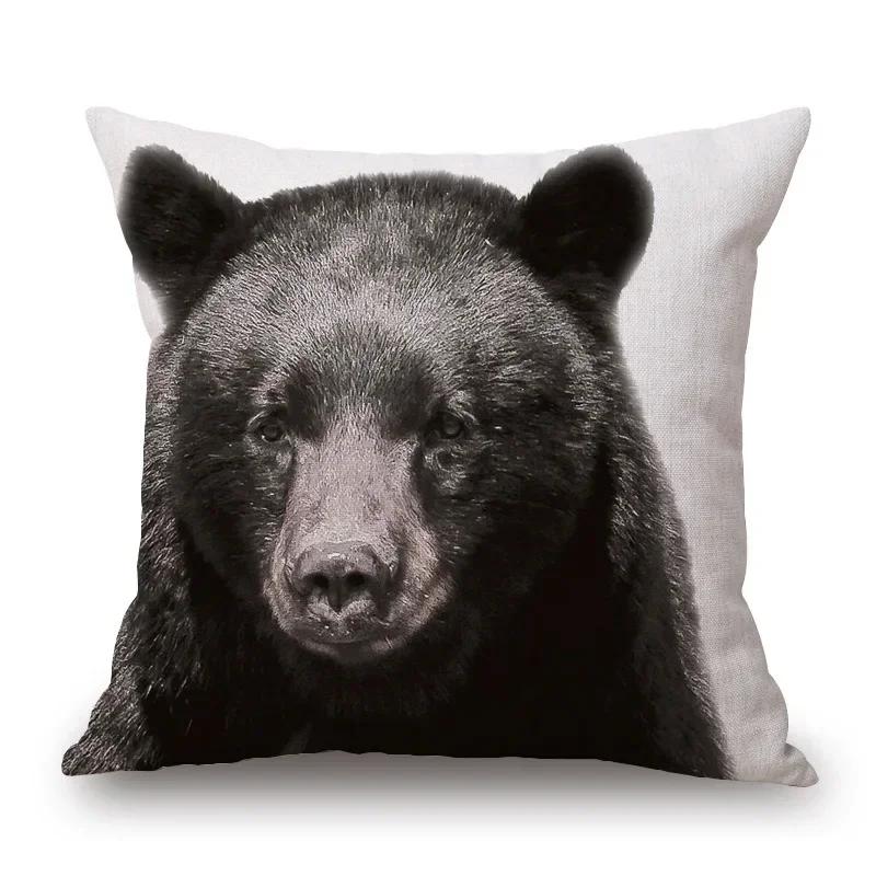 

Nordic Retro Style Animals Poster Cushion Cover Highland Cow Calf Stag Goat Moose Fo Bear Print Pillow Case,(11) 66x66cm