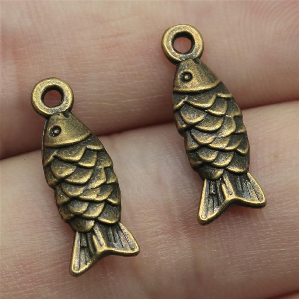 20 Stück Fisch Anhänger Antik Bronze Silber Farbe Anhänger DIY Basteln Herstellung Zubehör Handgefertigt Tibetischer Schmuck Für Schmuckherstellung