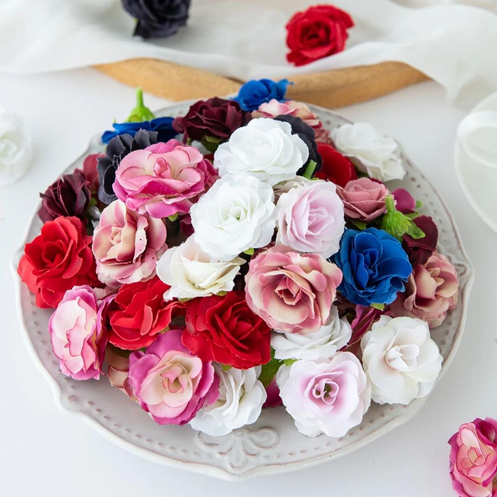 40/80pcs Artificial Flower Silk Rose Tea Bud Outdoor YardGarden arch Wreath Wedding Festival Home Decorat Festival Diy Gift Box