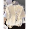 European Size Letter Print T-shirt, Short Sleeve Crew Neck Casual Top for Summer & Spring, Women's Clothing