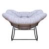 Outdoor Rattan Rocking Chair Patio Comfy Reading Chair with Oversized Cushion Indoor Recliner Wide Rocking Chair for Balcony Front Porch Grey