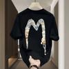 Crew Neck Short-Sleeved T-Shirt Men'S Design Sense Trendy Casual Half-Sleeved Versatile Loose Cotton Top T-Shirt