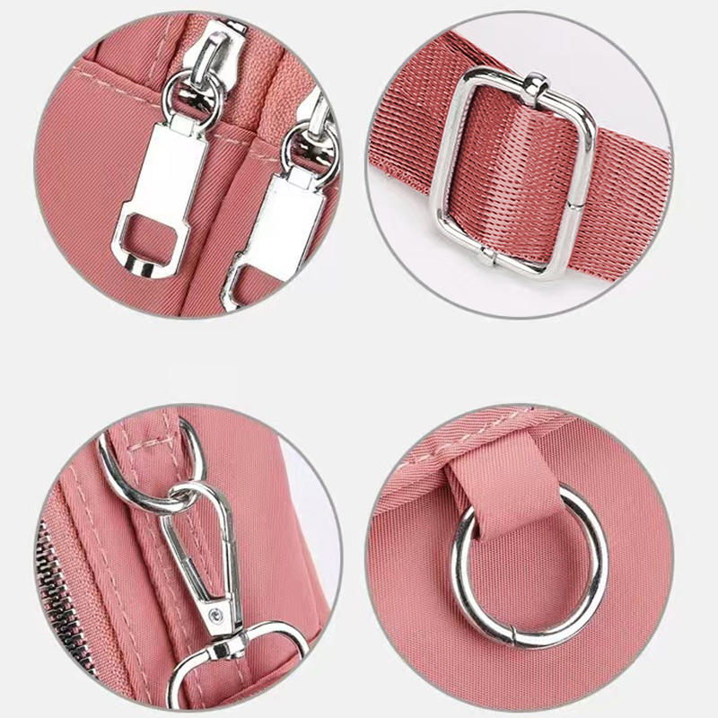 Lightweight Nylon Women's Crossbody Bag Casual Mini Handbag with Multiple Zip Compartments Detachable Shoulder Strap Bag