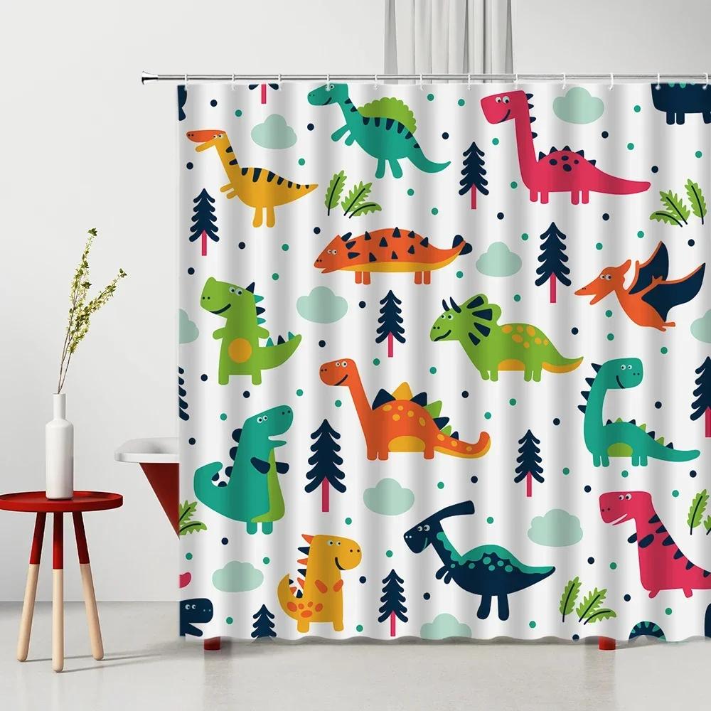 Perdele de duș cu pisică amuzantă, drăguț, leu, dinozaur, animale, paravan de cadă, perdele din poliester impermeabile pentru copii, toaletă, baie