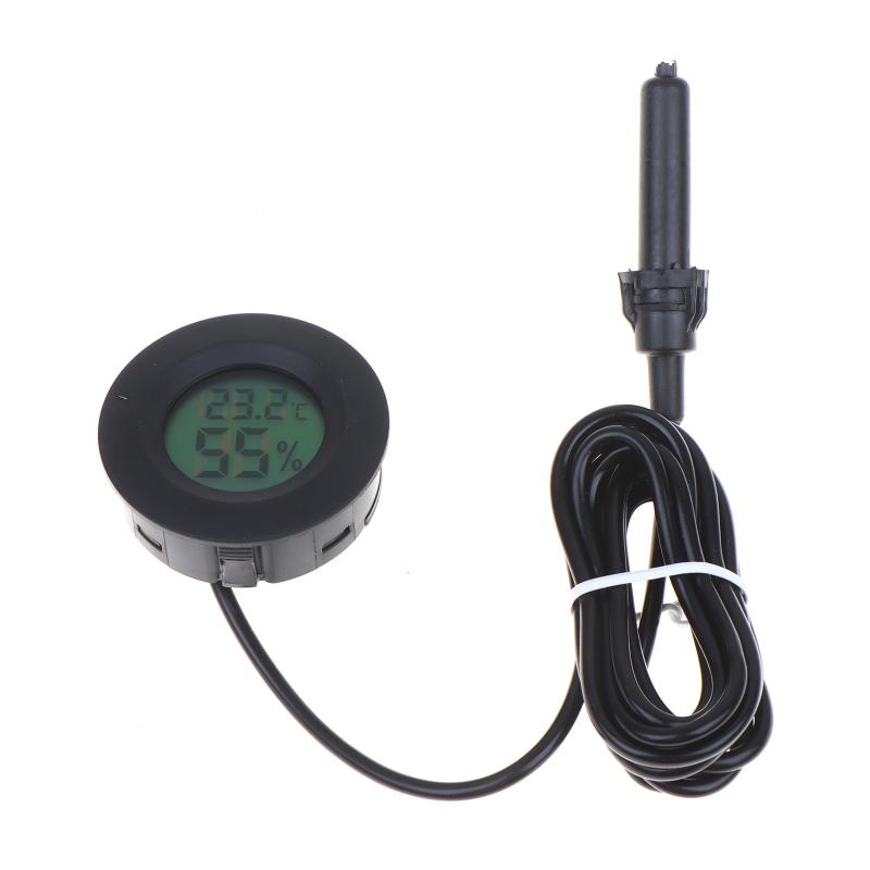 

Mini Round Digital Lcd Thermometer And Hygrometer With 1.5M Probe Detection Module Humidity Sensor For Aquarium Pet Acrylic Box чёрный