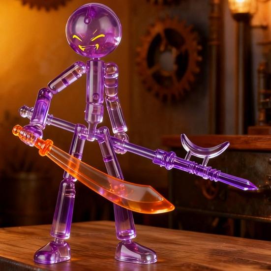 Posable Stickman Action Figure with DIY Accessories Stress Relief Movable Joints Stickman Fidget Toy Desktop Decoration Collectors Gift