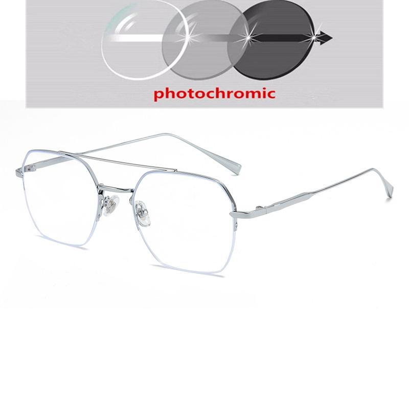 Half Frame Blue Light Blocking Polygon Nearsighted Glasses Women Men Short-Sight Prescription Spectacles 0 -0.5 -0.75 To -6.0