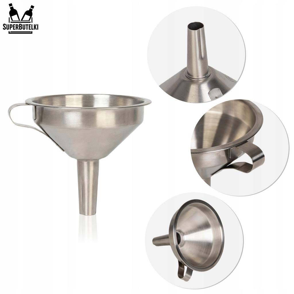 Stainless Steel Bottle Funnel (narrow Stem Opening) Diameter 11 Cm + Handle