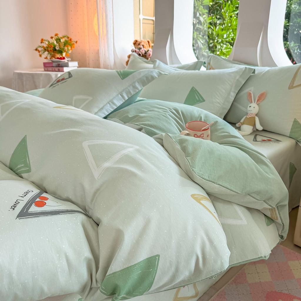 Small fresh pastoral cotton printing four-piece series bed sheet family student dormitory four-piece set